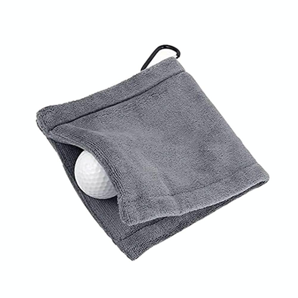 Grey Microfiber Golf Ball Cleaning Towel With Carabiner Hook-1915196845307596800