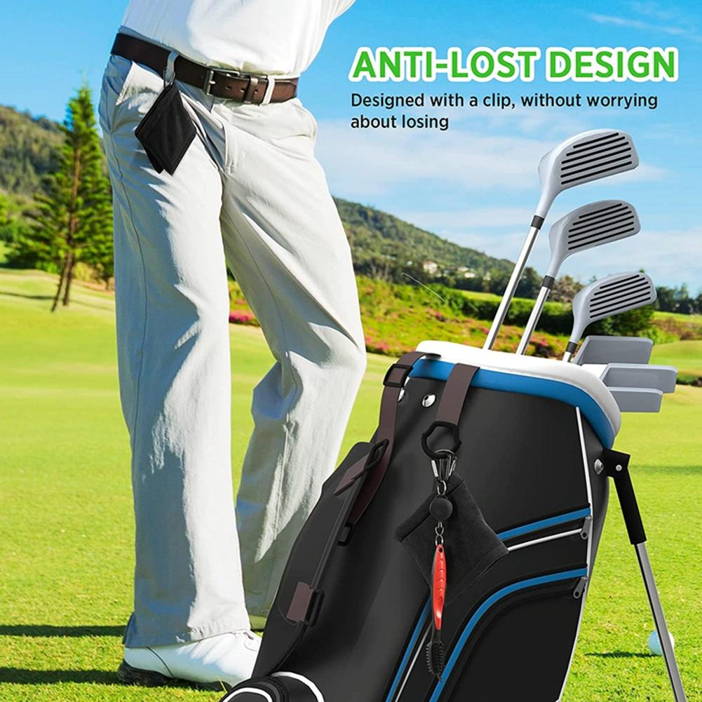 Grey Microfiber Golf Ball Cleaning Towel With Carabiner Hook-1915196845307596806