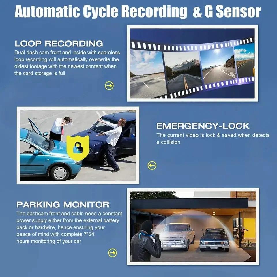 1080P 3-Record Driving Recorder With 2 Screen-1915197761725272069