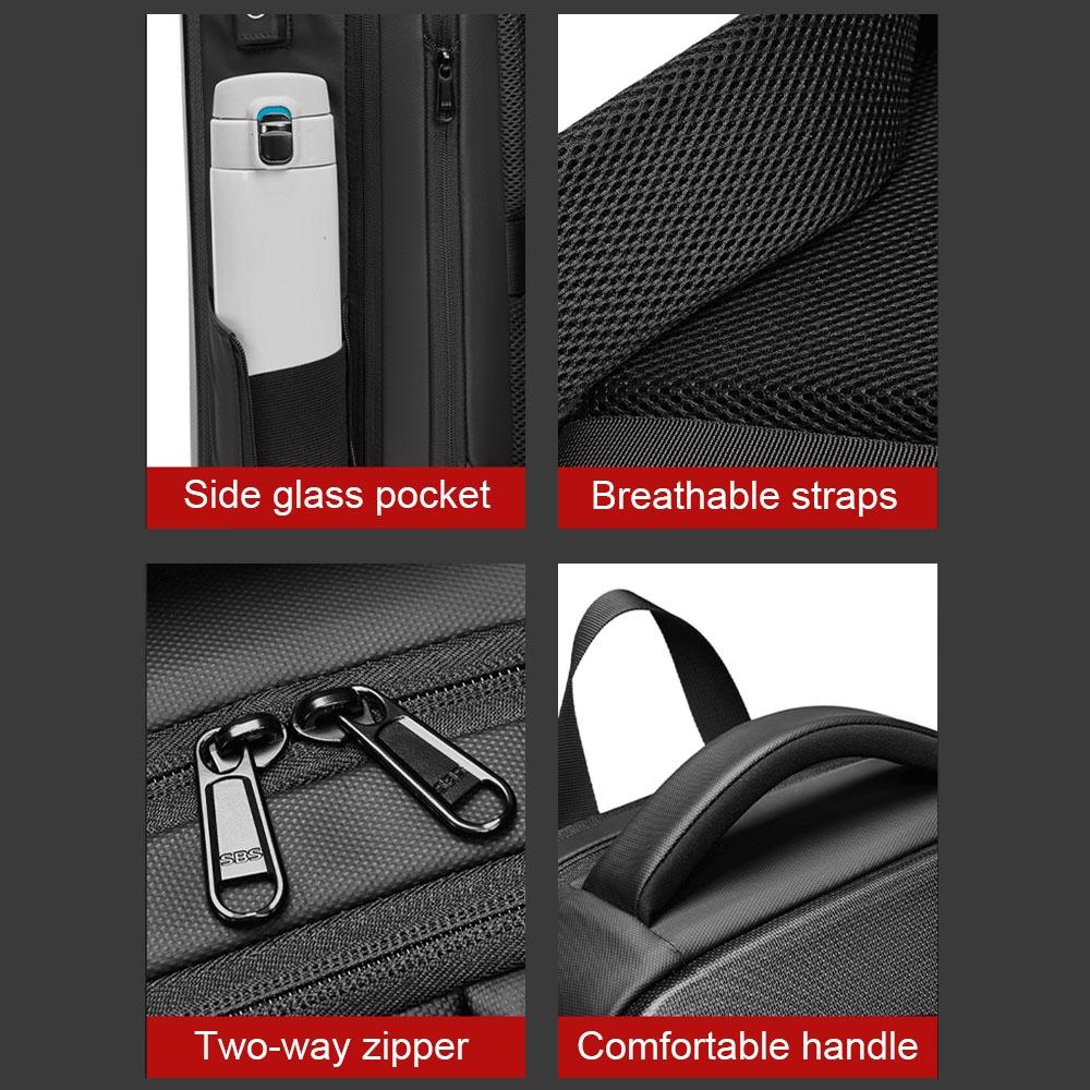 Expandable Usb Laptop Backpack For Business Travel - Black-1915197137558310915