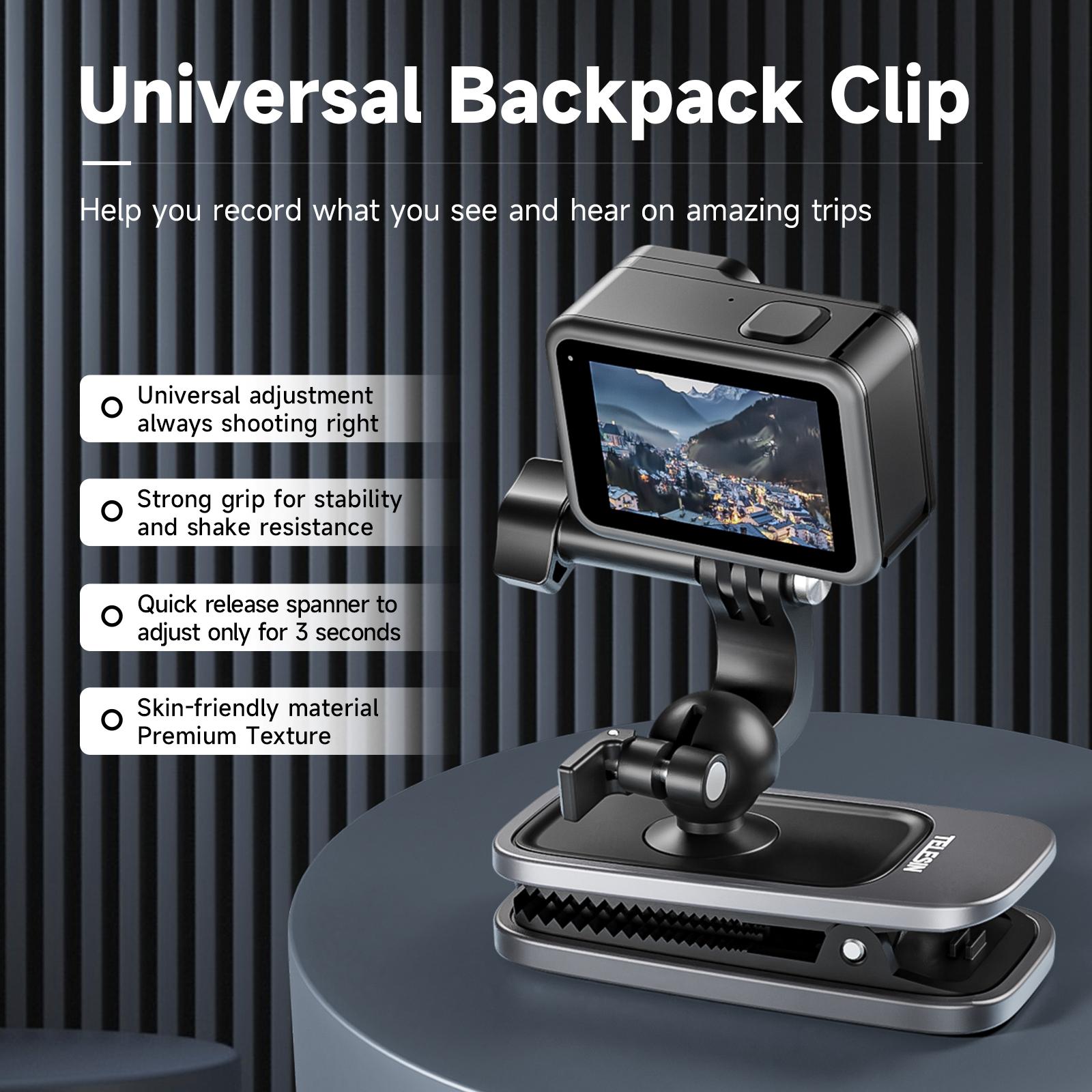 360 Degree Backpack Clip Mount For Action Camera - Rotating-1915197226716631041