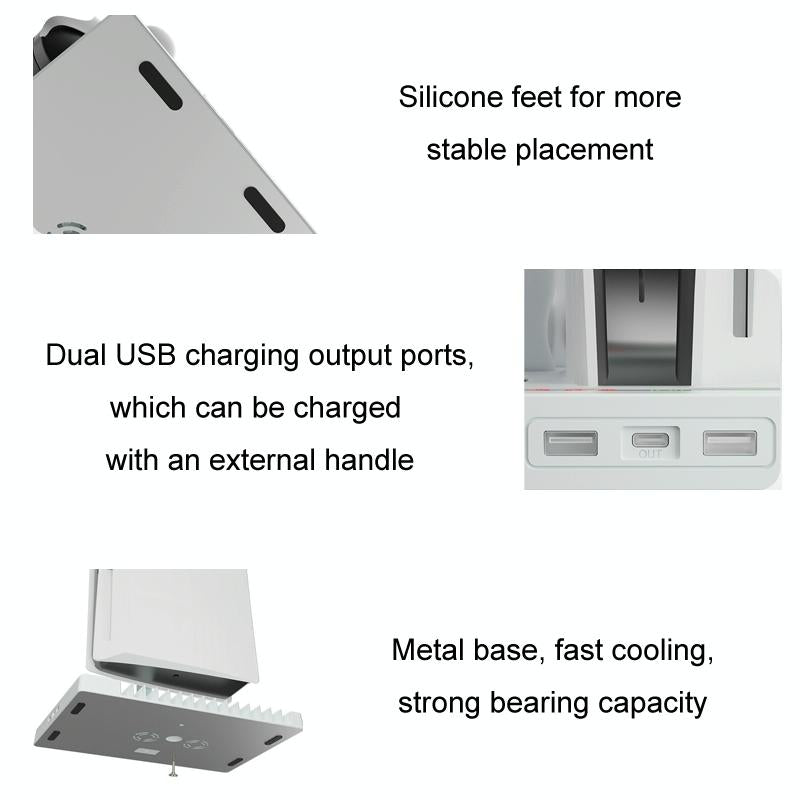 Ps5 Cooling Handle With Charging Base And Disc Storage Rack - White-1915197139391221761