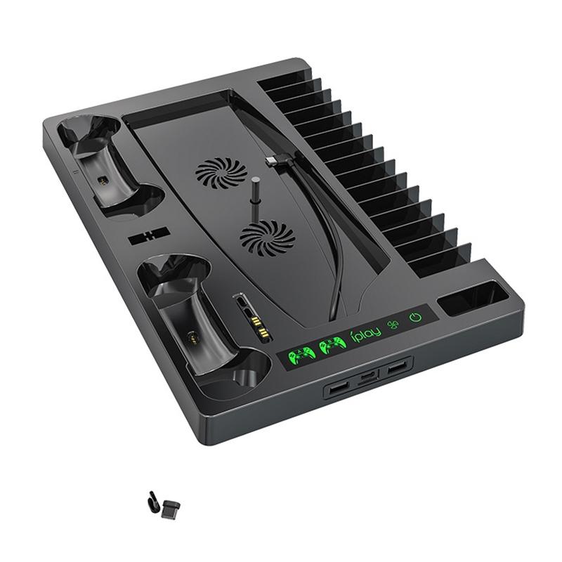 Ps5 Cooling Fan Base With Charging Stand And Disc Holder - Black-1915197143715549185
