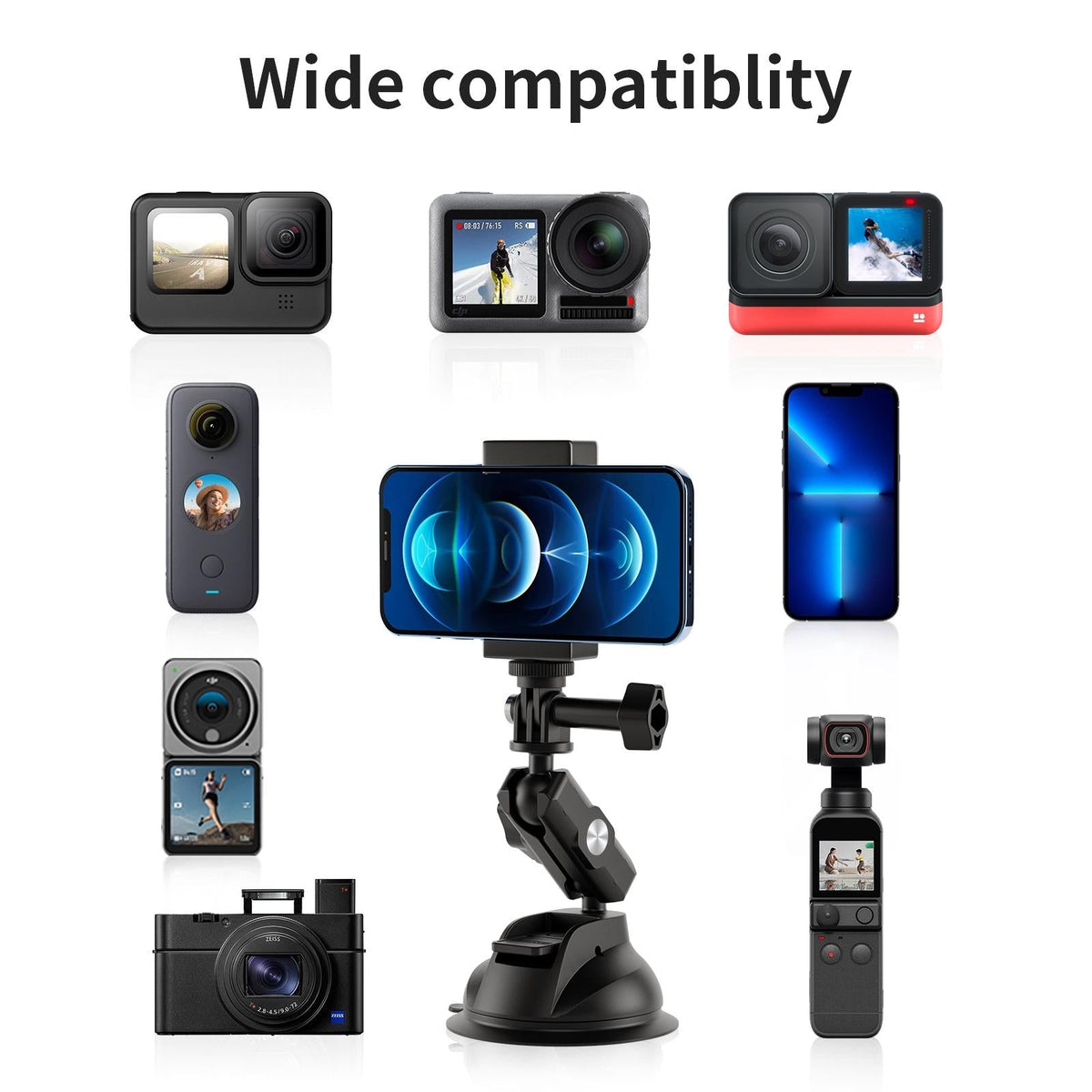 Adjustable 360 Degree Suction Cup For Car Action Cameras-1915197521488121861