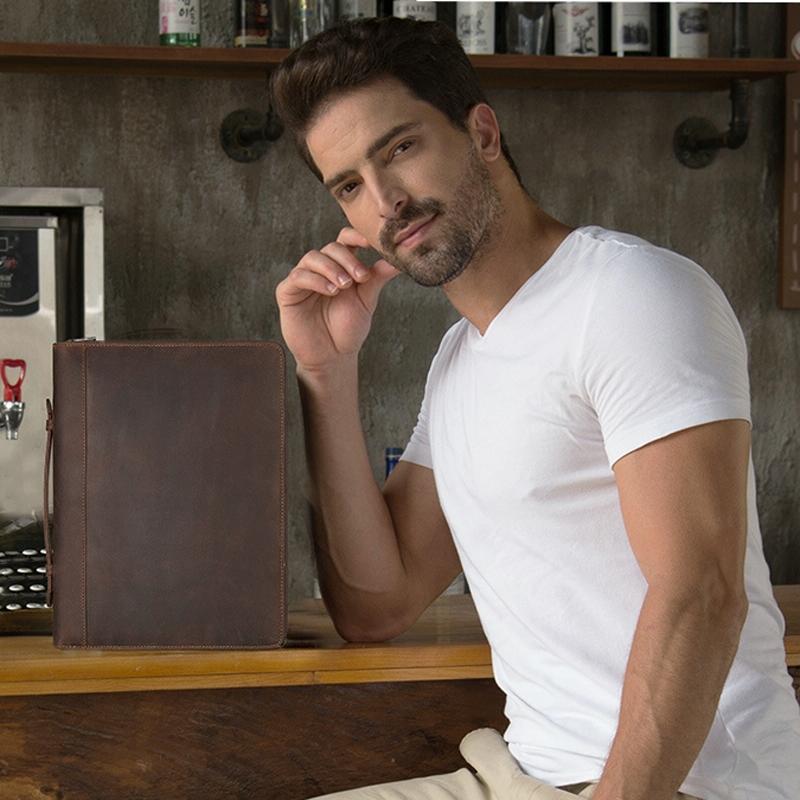 Black Leather Business Handbag For Computer Protection-1915197145728815110