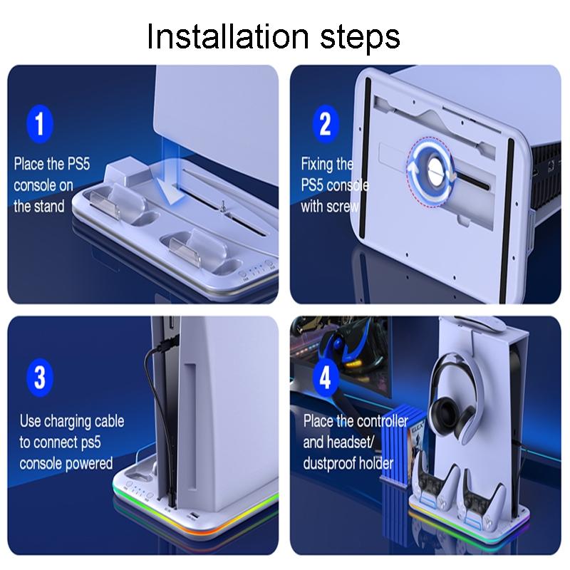 Multi-Functional Cooling Base For Ps5 / Psvr2 Controller With Rgb Lights - White-1915196868254633990