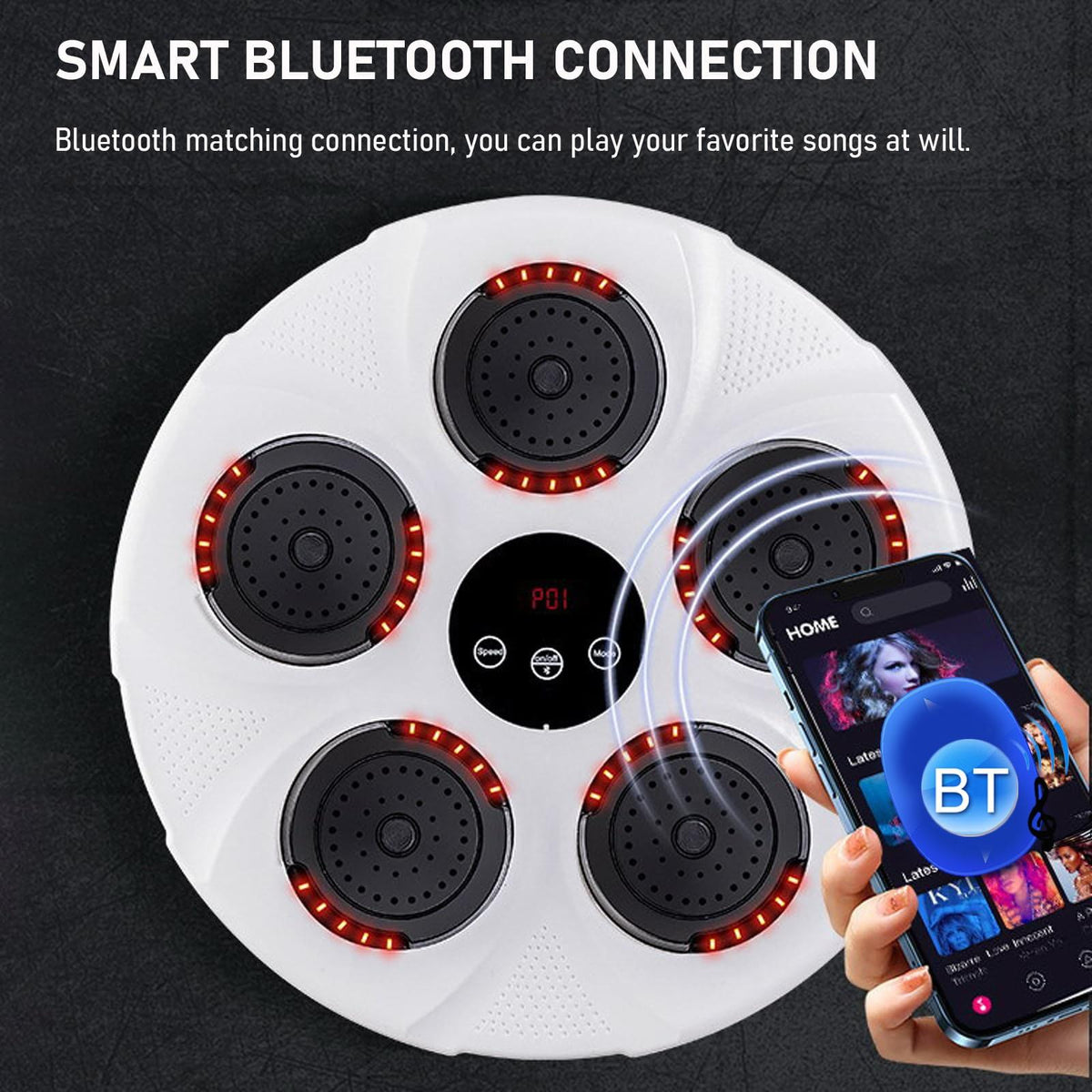 Wall Hanging Bluetooth Music Boxing Trainer - Red / Black-1964932176432730115