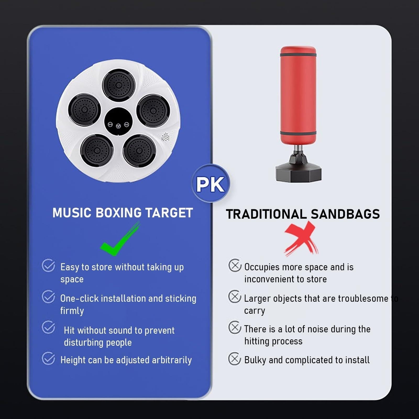 Wall Hanging Bluetooth Music Boxing Trainer - Red / Black-1915196810088026116