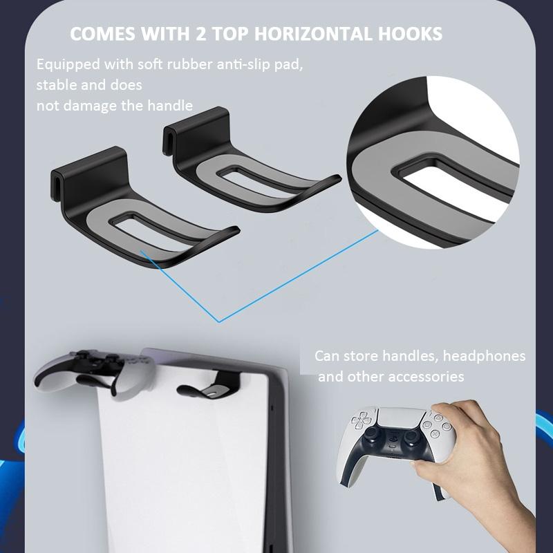 Wall-Mounted Bracket For Ps5 Console With Controller Vr Glasses And Headphone Storage - Black-1915196836906405894