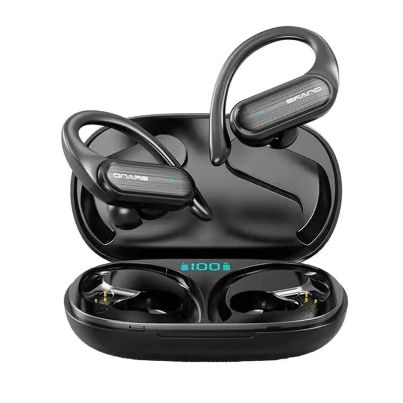 Waterproof Wireless Bluetooth Earphones With Led Display - Black-1915196893315600384