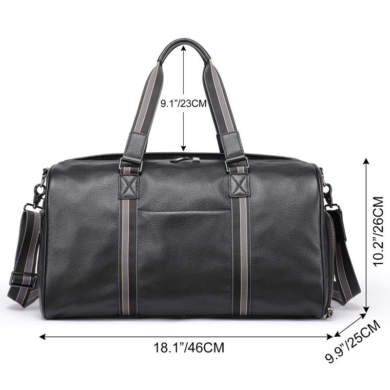 Multifunctional Leather Travel Bag - Large Capacity Single Shoulder - Black-1915196816257847301