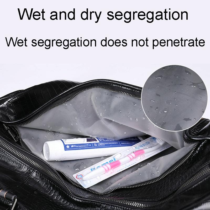 Multifunctional Leather Duffel Bag For Travel - Crocodile Print-1964932182657077256