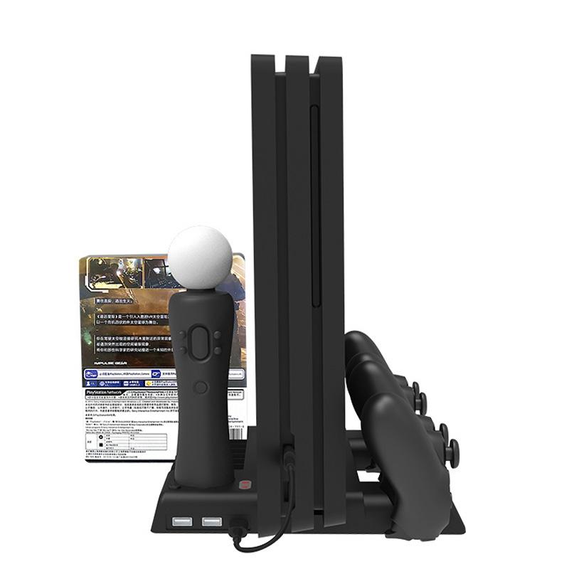 Multi-Function Dual-Seat Cooling Base For Ps4 / Ps4 Pro / Ps4 Slim With Charging And Storage - Black-1915196928237375488