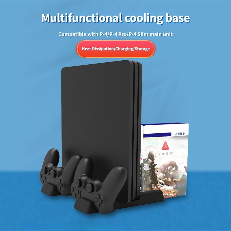 Multi-Function Dual-Seat Cooling Base For Ps4 / Ps4 Pro / Ps4 Slim With Charging And Storage - Black-1915196928237375492