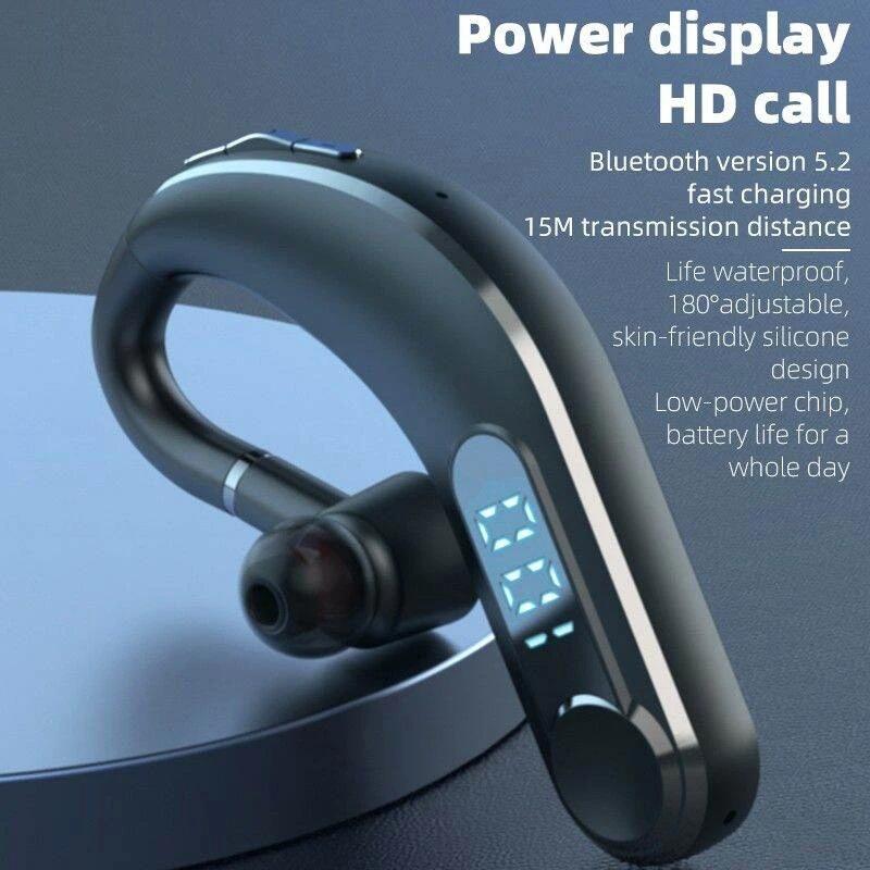 Waterproof Bluetooth Earphones With Led Display - Black-1915197126565040128
