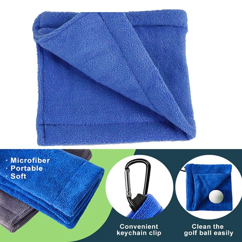 Blue Terry Towel For Wet And Dry Golf Cleaning With Hook-1964932181600112641