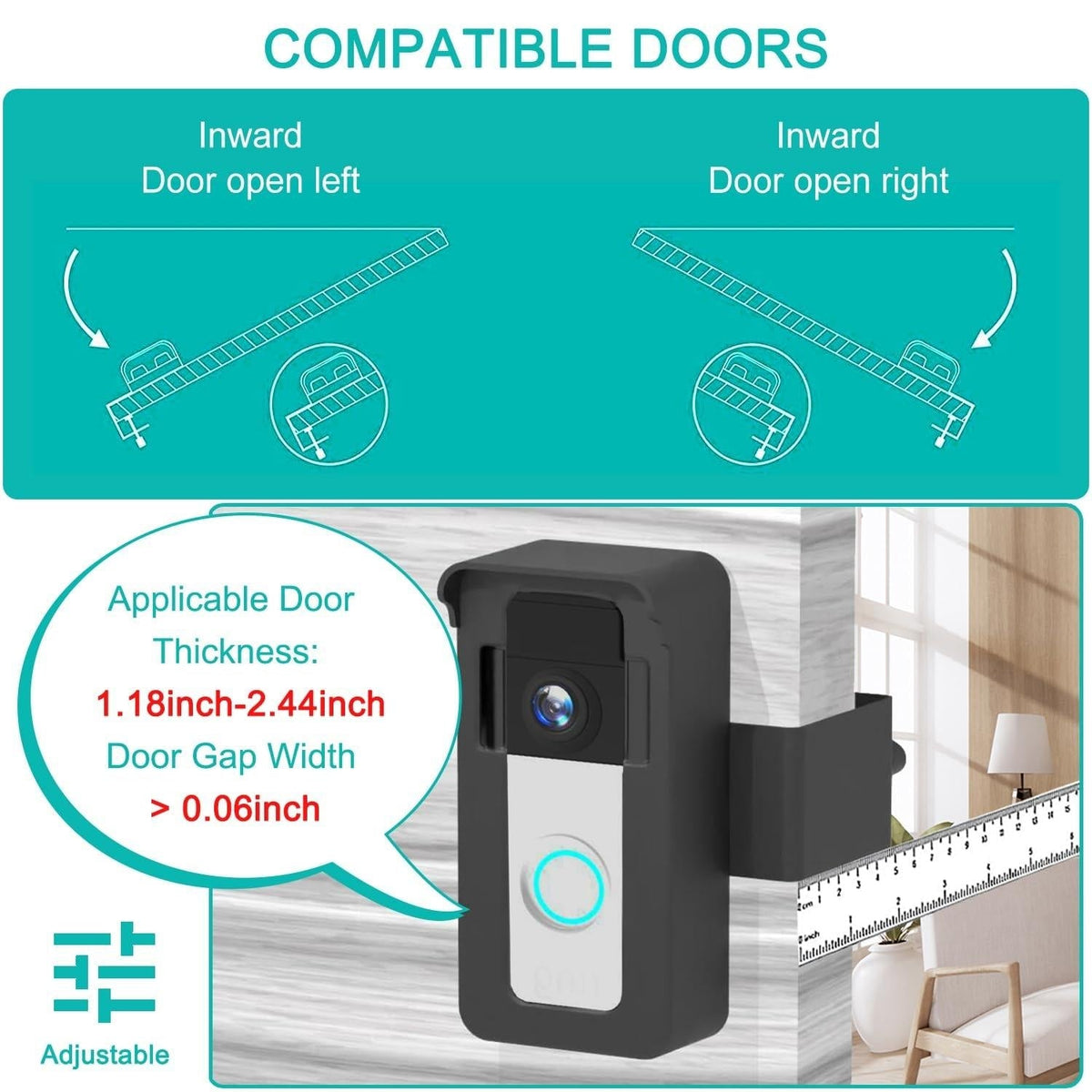 Universal Anti-Theft Overhead Bracket For Blink / Google Ring Doorbell - Adjustable-1915197882428952581
