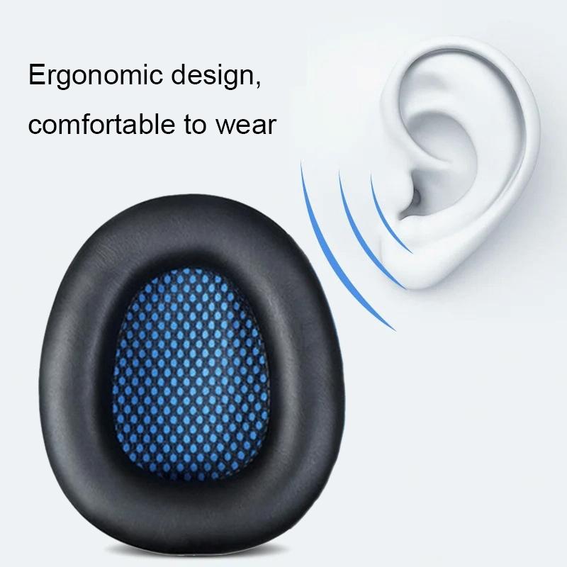 2-Pack Blue Leather Headset Covers For Sades Headphones-1915196844112220164