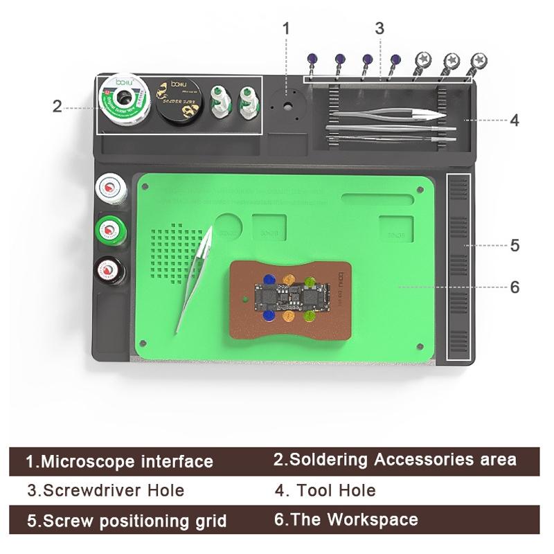 2-In-1 Microscope Maintenance Mat - Aluminum Alloy & Silicone-1915196889347788804