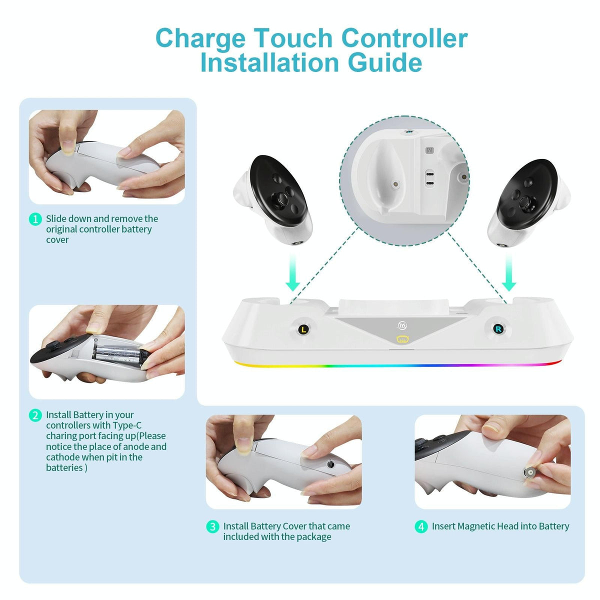 Vr Game Seat Charging Set With Magnetic Suction Base For Meta Quest 3 Glasses And Handle-1922443404533436418