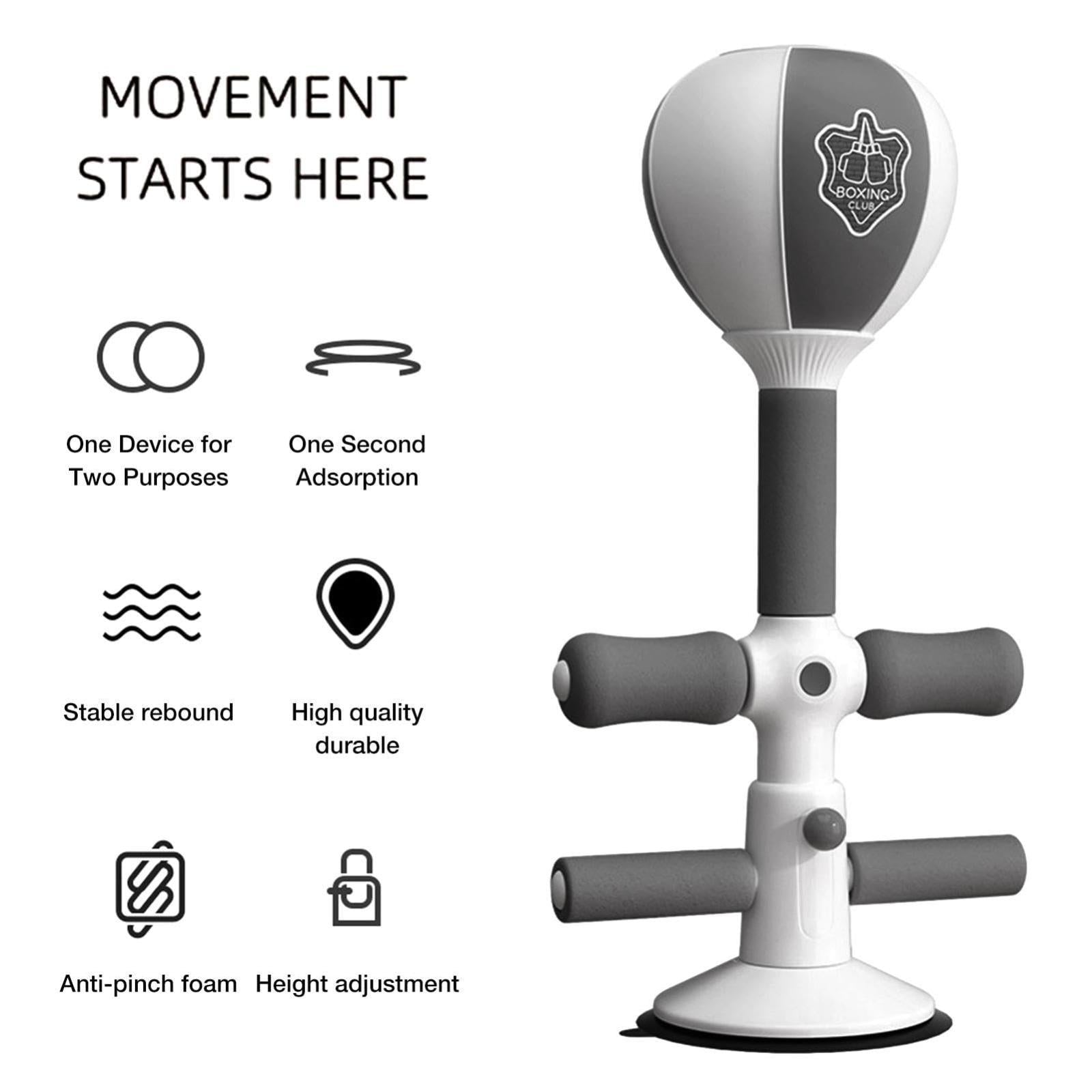 Adjustable 2-In-1 Sit-Up Boxing Ball Stand With Punching Bag - Gray / White-1915196823815983107