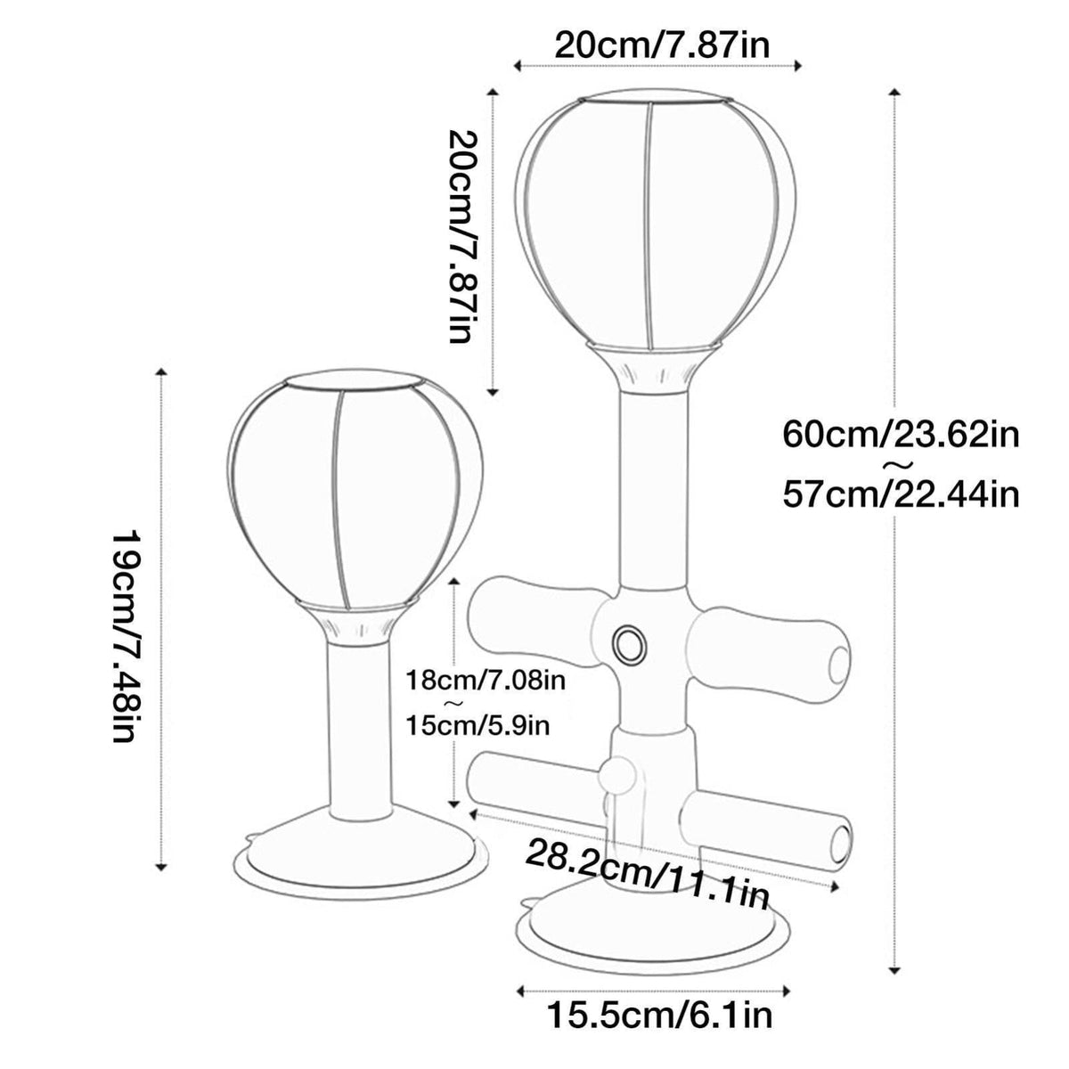Adjustable 2-In-1 Sit-Up Boxing Ball Stand With Punching Bag - Gray / White-1964932179175804937