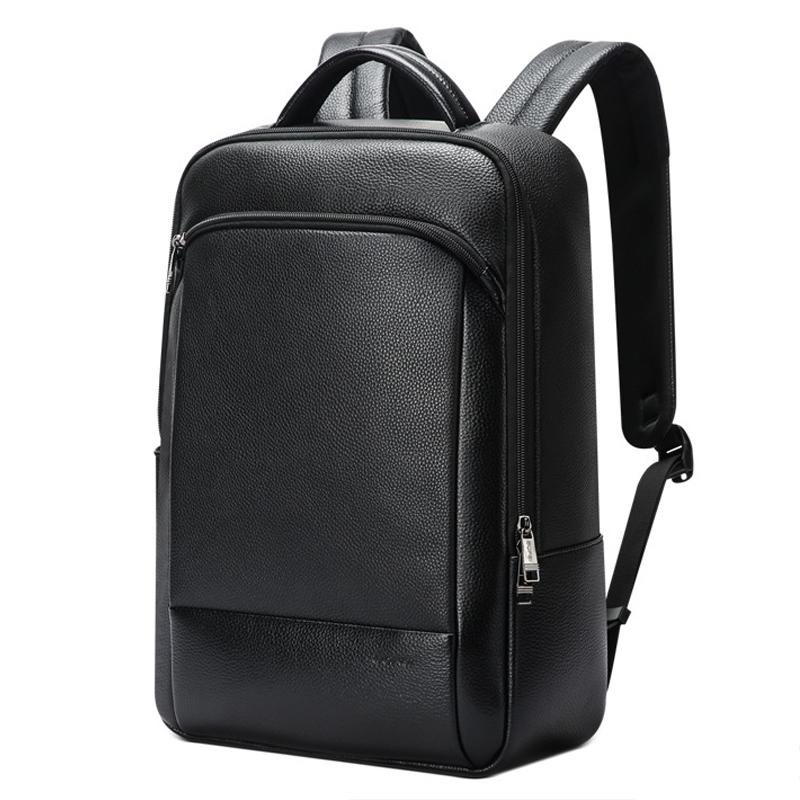 Large Business Laptop Backpack In First-Layer Cowhide - Black-1915196844770725888