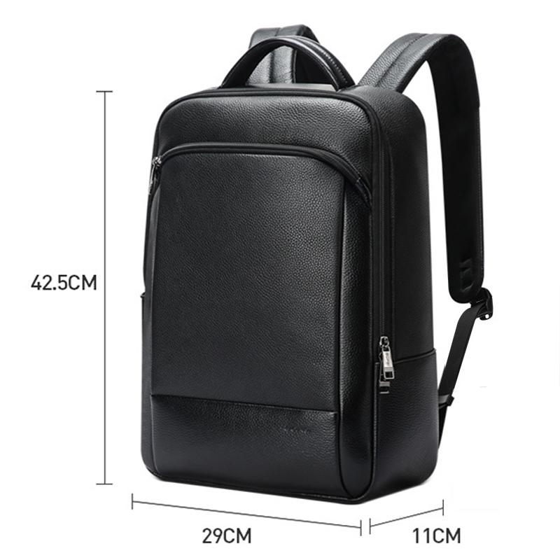 Large Business Laptop Backpack In First-Layer Cowhide - Black-1915196844770725891