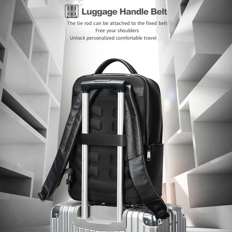 Large Business Laptop Backpack In First-Layer Cowhide - Black-1915196844770725896
