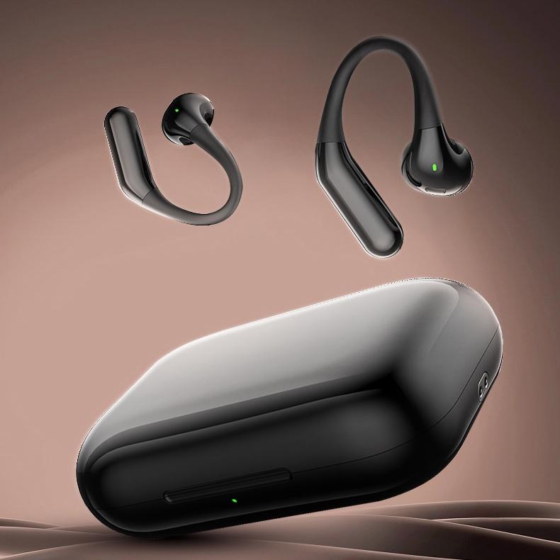 Wireless Half In-Ear Sports Earphones - Black-1915196694010662913