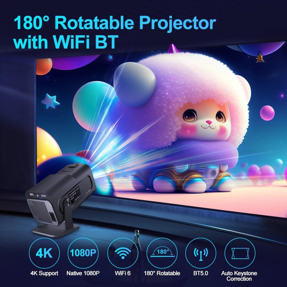 1080P 390 Lumens 4K Android 11 Projector With Wifi 6 And Bluetooth 5.0 - Supports Miracast Airplay And Dlna - Hy320-1915197820974010374