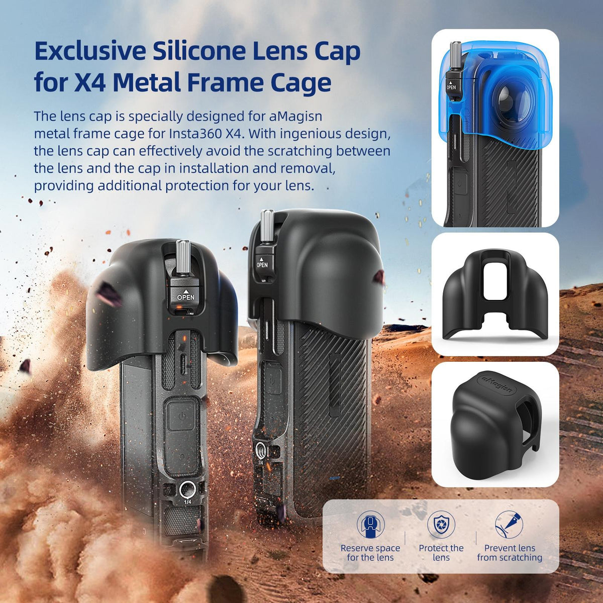 Amagisn Metal Protective Housing For Insta360 X4 With 2 Claws And Rabbit Cage-1915197938431299588