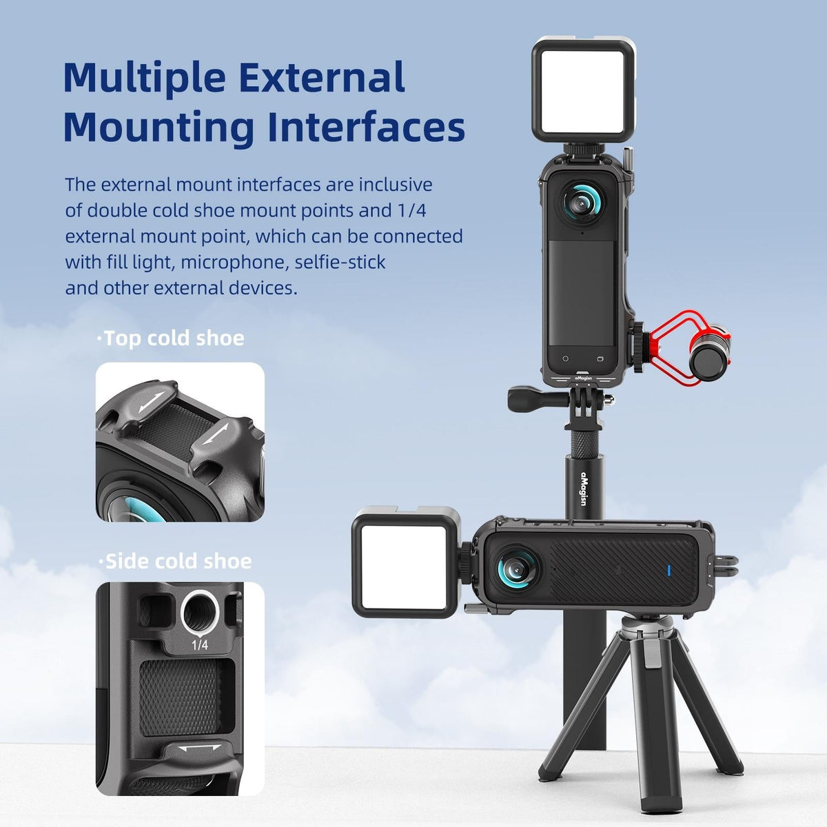 Amagisn Metal Protective Housing For Insta360 X4 With 2 Claws And Rabbit Cage-1915197938431299592