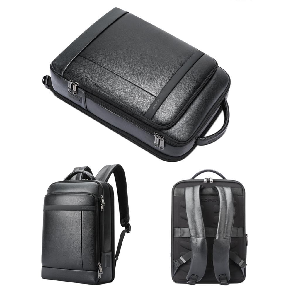Large-Capacity Business Laptop Backpack With Usb & Type-C Port - Black First-Layer Cowhide-1915196880694939649