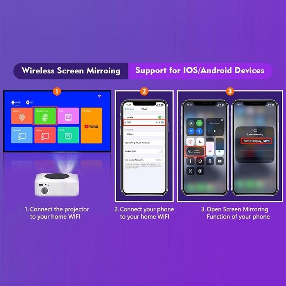1080P Mini Wifi Projector - Wireless Screen Mirroring-1915196515752742919