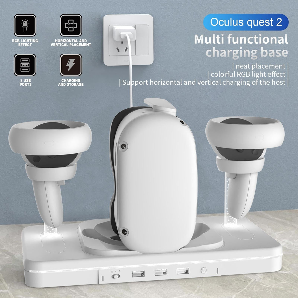 Meta Quest 2 Wireless Vr Charger With Colourful Base-1915196873656897541