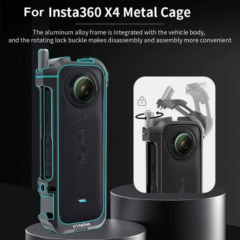 Metal Rabbit Cage &amp; Lens Cover Set For Insta360 X4 - Black-1922443473110306817