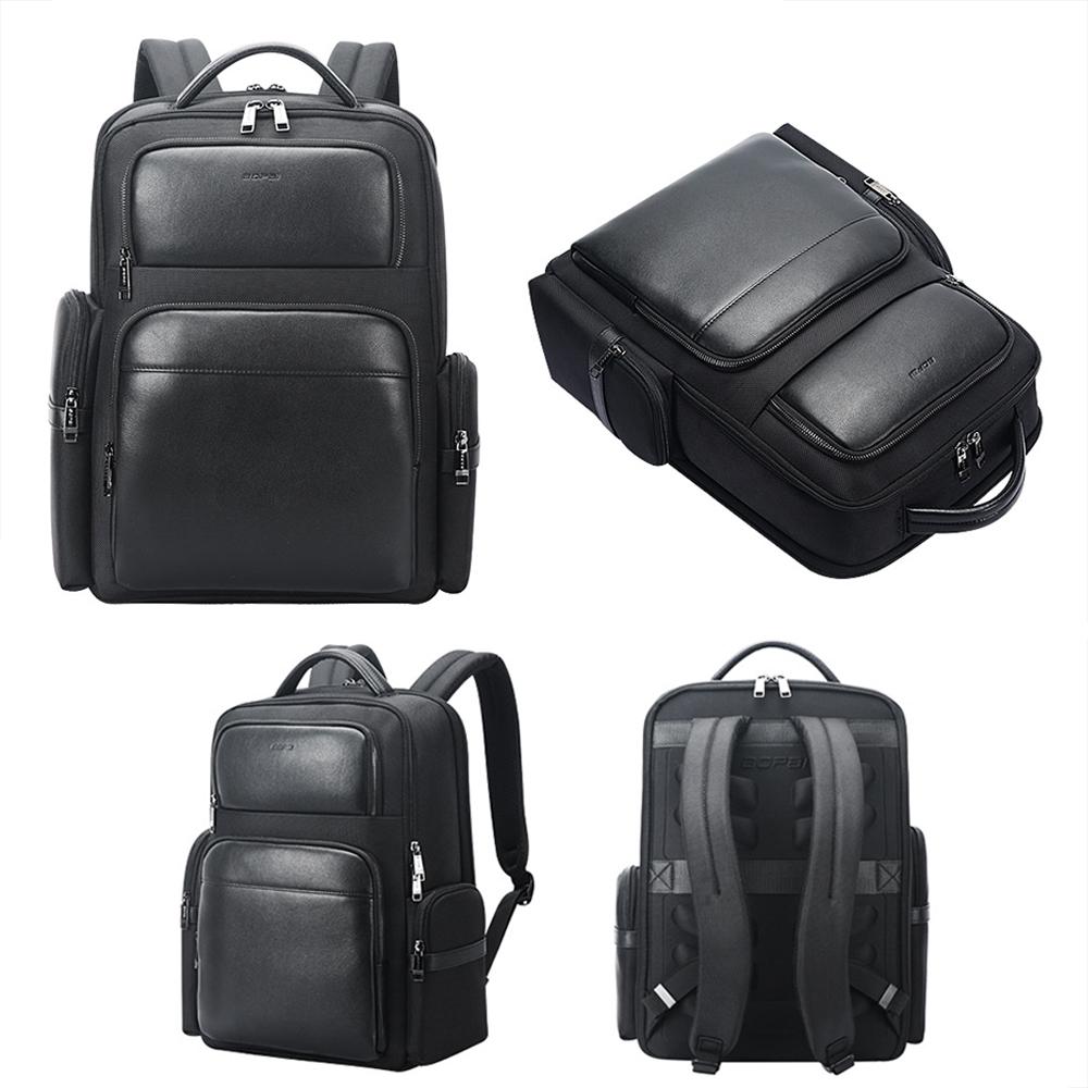 Large-Capacity Business Laptop Backpack With Usb & Type-C Port - First-Layer Cowhide Black-1915196829738340353