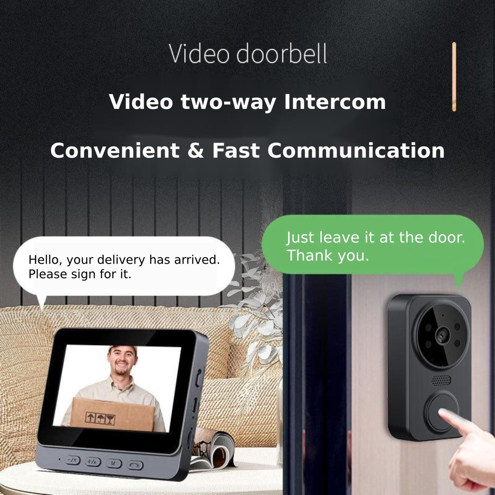 2.4G Wireless Doorbell With 4.3 Ips Screen And Night Vision Camera-1922443442093428741