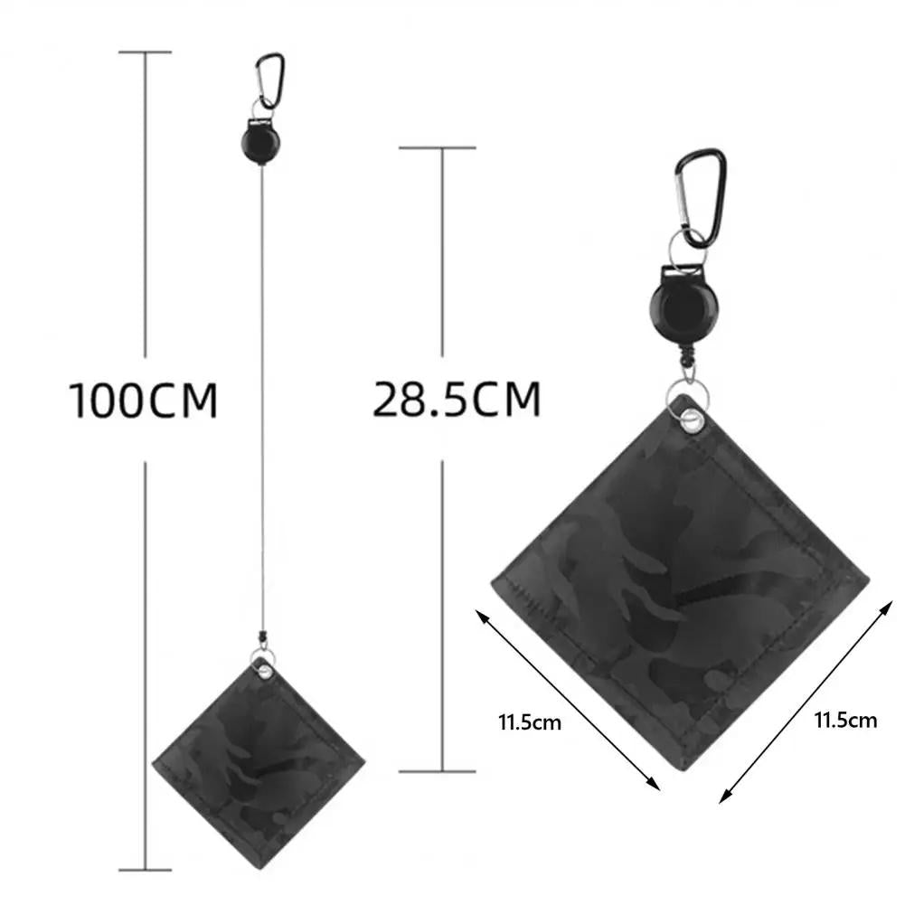 Easy Draw Golf Ball Wipe Cloth - Retractable String - Blue-1915196822012432385