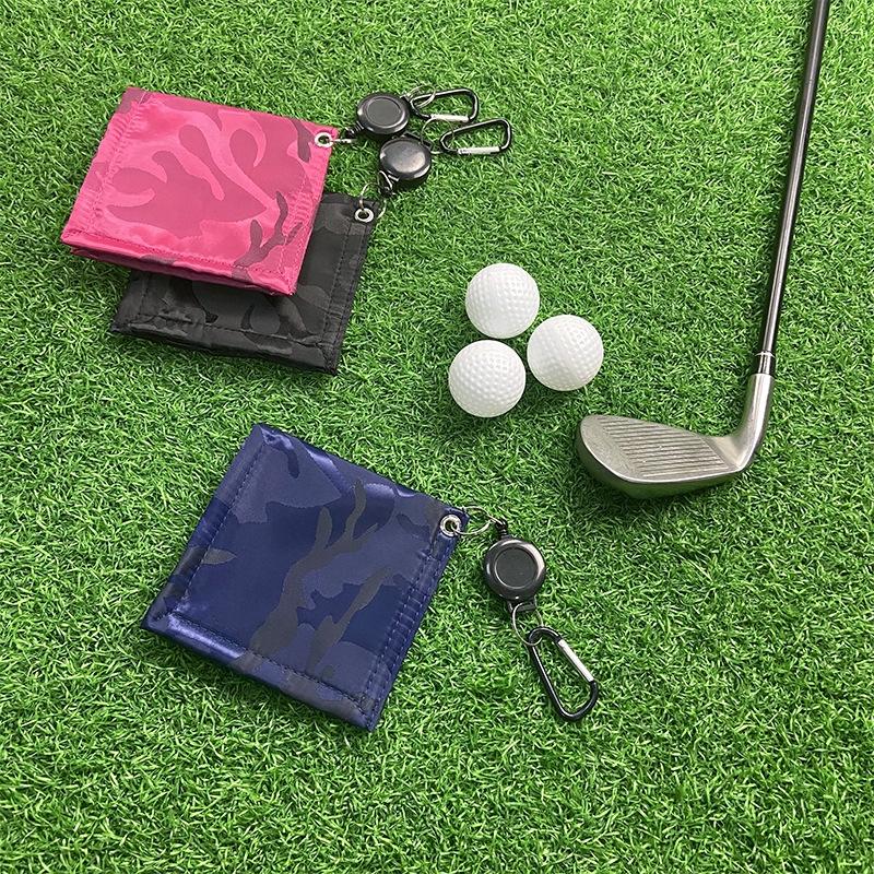 Easy Draw Golf Ball Wipe Cloth - Retractable String - Blue-1915196822012432390
