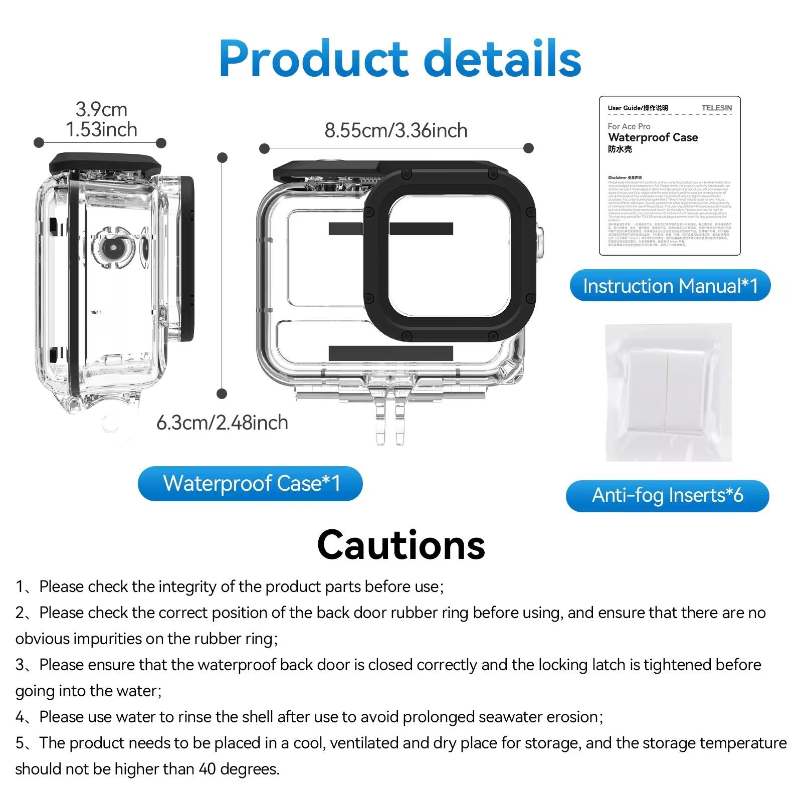Waterproof Diving Housing For Insta360 Ace Pro Camera - 45M Depth-1915197480585269256