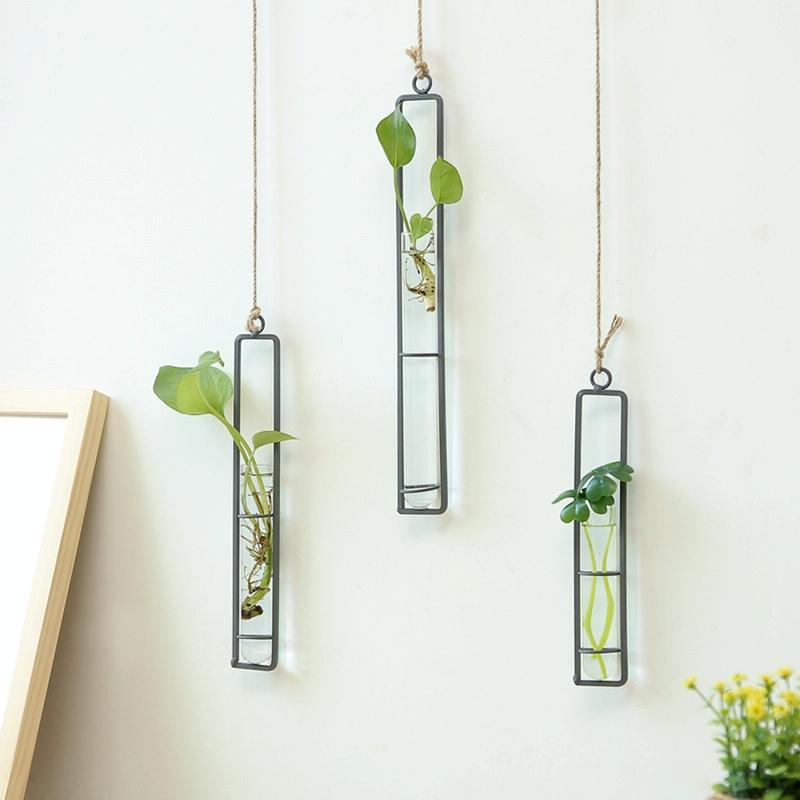 Charming Iron Art Glass Wall Hanging For Home Gardening - Bonsai Decor Accessory M-1915198109969944577