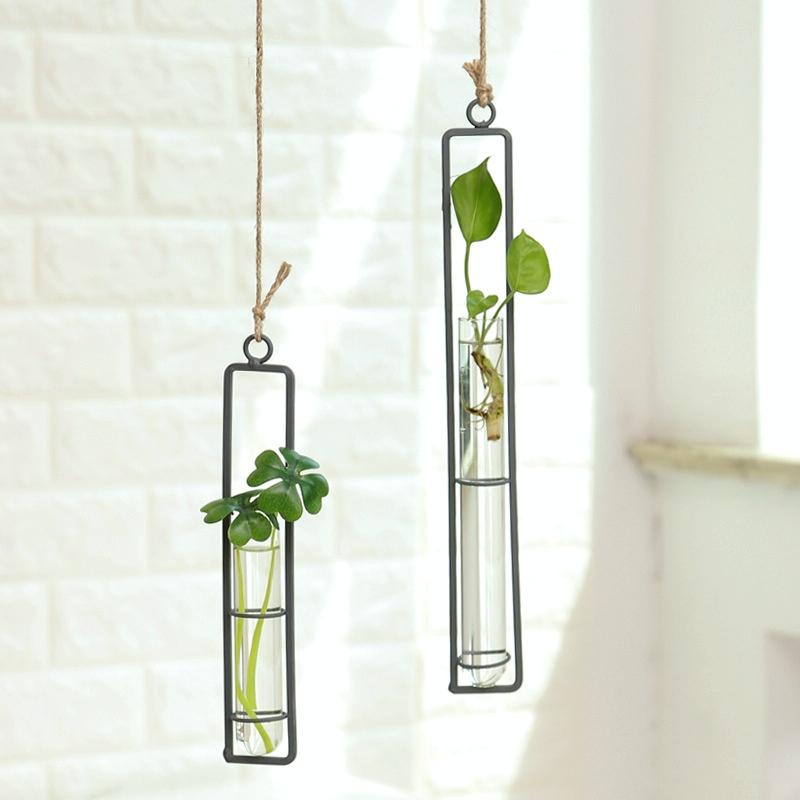 Charming Iron Art Glass Wall Hanging For Home Gardening - Bonsai Decor Accessory M-1915198109969944581