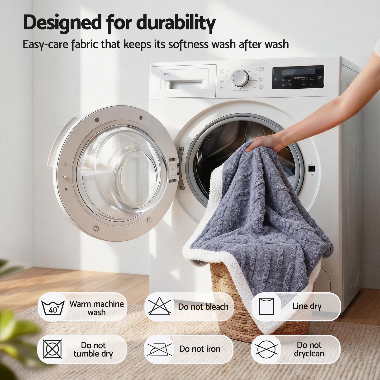 Giselle 203x230cm Throw Blanket Double-Sided Fleece Lightweight For Sofa Couch Bed