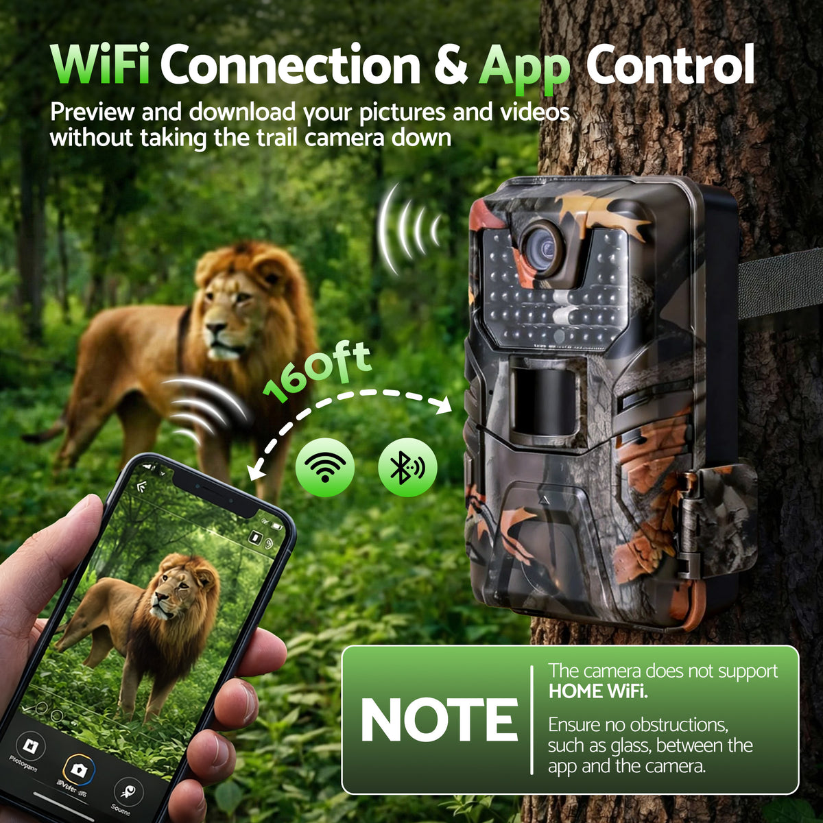 UL-TECH 4K WiFi Trail Camera 48MP 0.2s Trigger Game Camera Camo