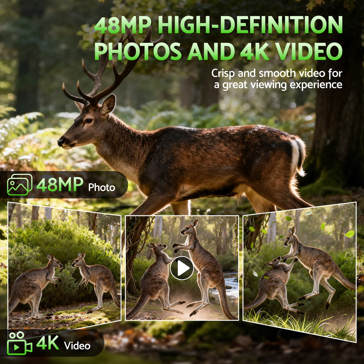 UL-TECH 4K WiFi Trail Camera 48MP 0.2s Trigger Game Camera Camo