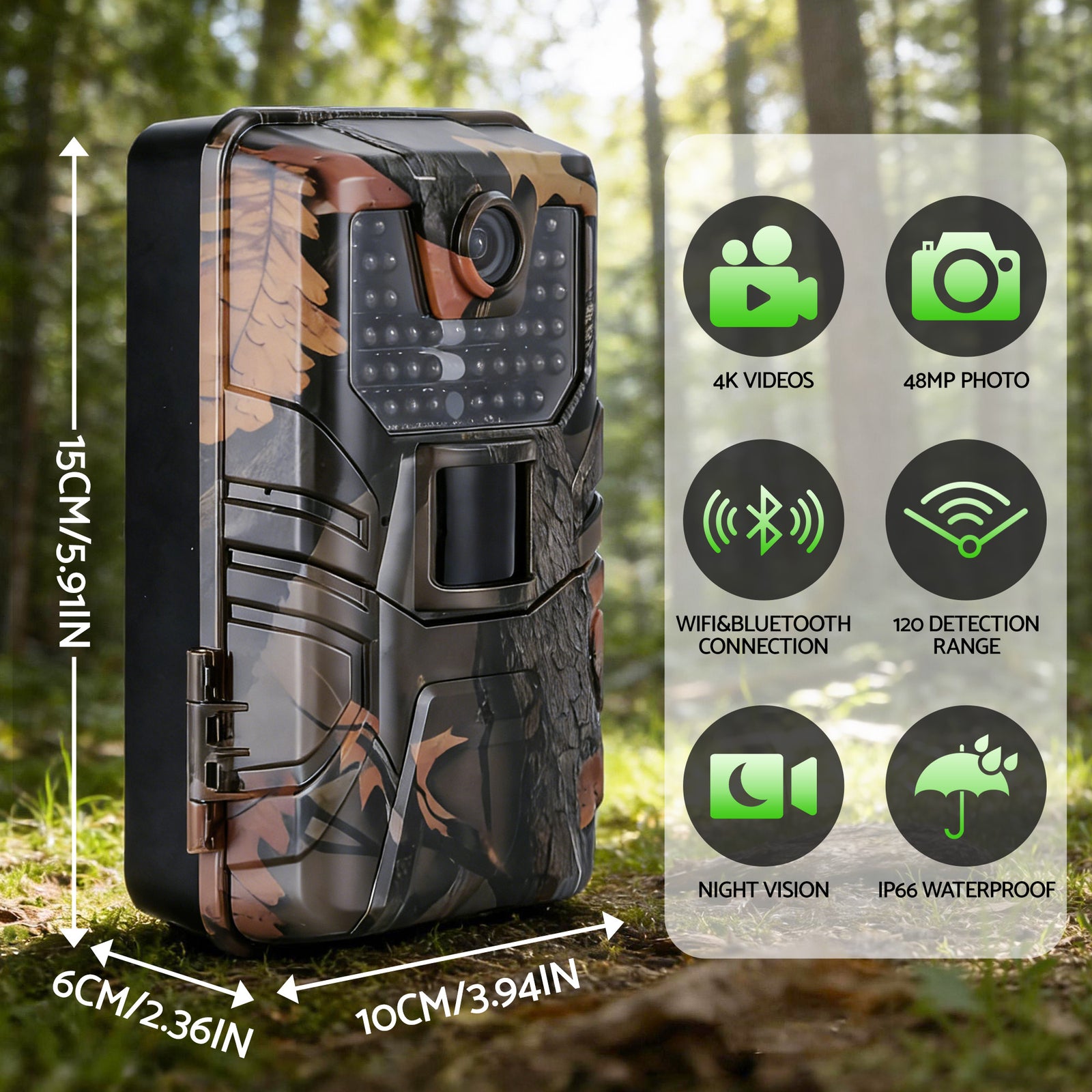 UL-TECH 4K WiFi Trail Camera 48MP 0.2s Trigger Game Camera Camo