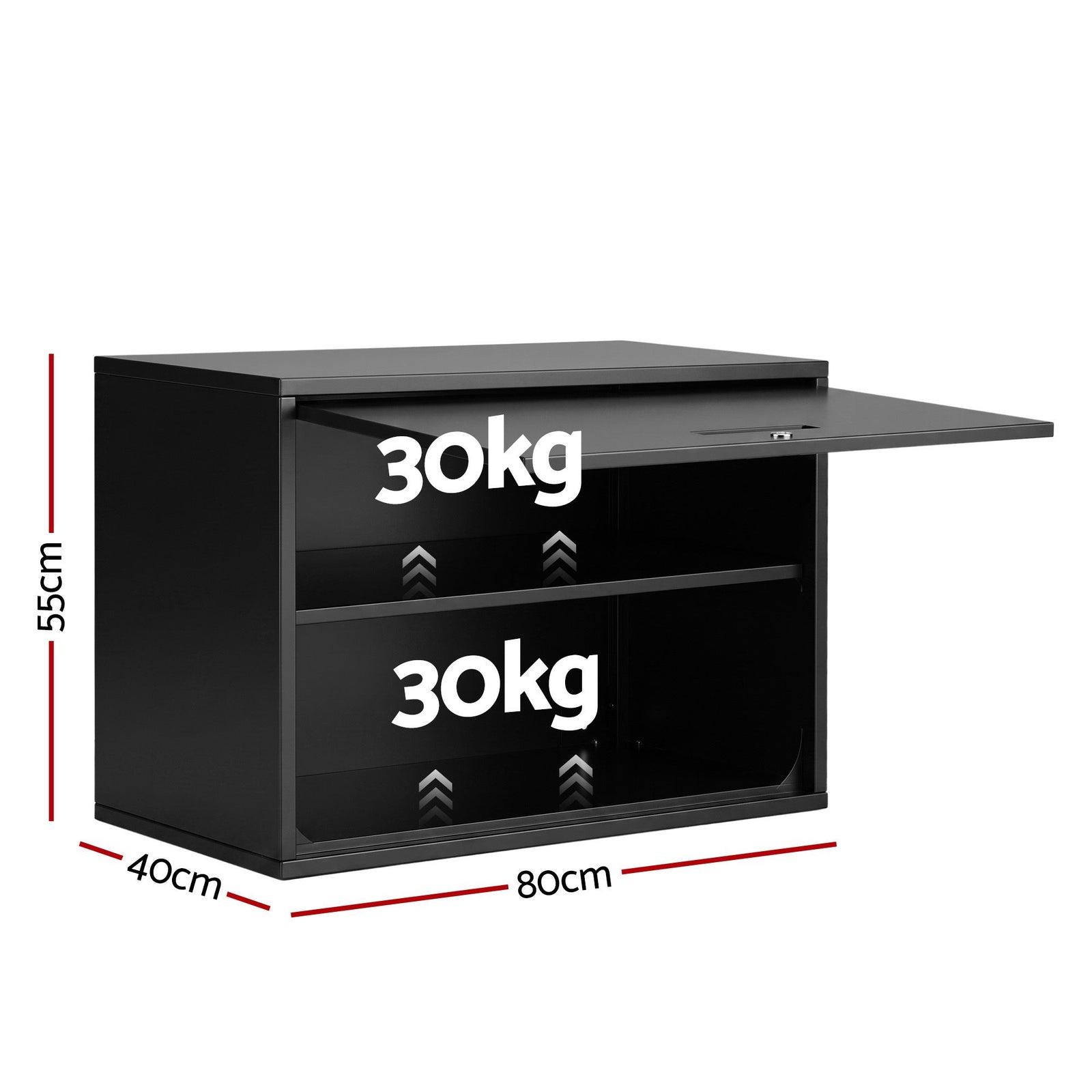 Giantz Wall Mount Steel Tool Cabinet Garage Storage Box Lockable Overhead Shelf Black