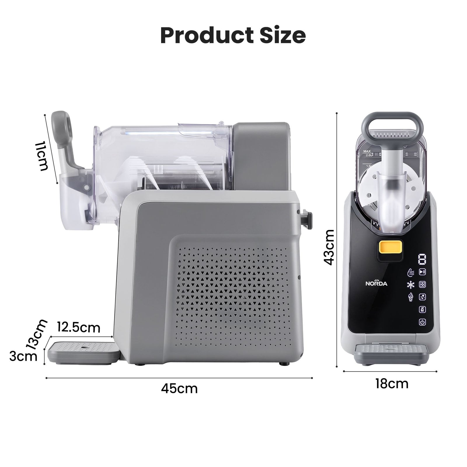 NORDA 2L Slushie Machine Frozen Drink Maker Slushy Ice Cream Maker No Ice Compressor Touchscreen for Home BBQ Party
